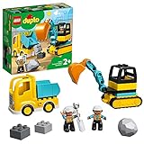LEGO DUPLO Bagger und Laster Spielzeug mit Baufahrzeug...